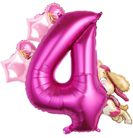 Biuebinc Paw Dog Geburtstag Deko, 6 Stück Rosa Luftballons für Mädchen, Wiederverwendbar, Hochwertige Aluminiumfolie, Ideal für Kindergeburtstage & Partys