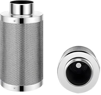 SunStream Filtro ai carboni attivi, 100 mm x 300 mm, per Grow Tent, prefiltro argento in carbone vergine australiano, filtro al carbonio per coltivazioni indoor, ventilatori in linea e tenda da