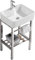 Fregaderos de cocina Lavabo independiente Fregadero de cocina de cerámica, Fregaderos de cerámica Lavabo de porcelana Rectángulo con soporte de acero inoxidable y kit de