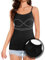 ANYFITTING Damen Top mit Integriertem BH Breiter Riemen Basic Cami Tanks Rundhalsausschnitt Cami Bluse BH Hemd Damen mit Cups SommerM