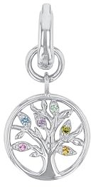 Amor Charm 925 Sterling Silber Damen Charms, mit Zirkonia synth., 2 cm, Pink, Lebensbaum, Kommt in Schmuck Geschenk Box, 2038513