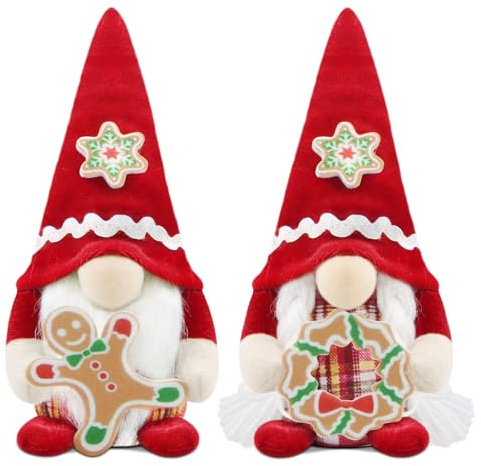 Gehydy Weihnachtswichtel Figuren 2er Set Weihnachtsdeko Wichtel Weihnachten Deko Wichtel Zubehör Dekoration Christmas für Home - Rot