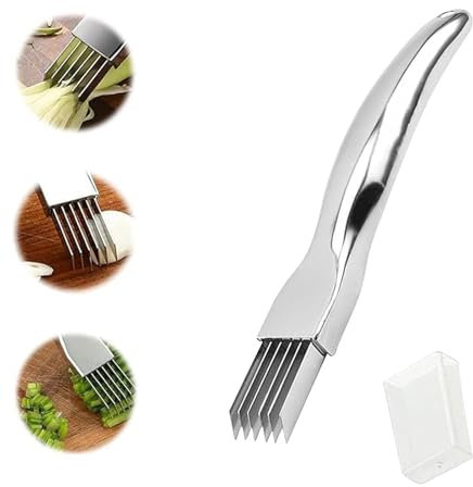 Shred Silk The Knife, 2024 New Spring Onion Slicer, Edelstahl Scallion Slicer, Zwiebelmesser Zwiebel Shredder Messer Scallion Cutter Obst Gemüse Lebensmittel Knoblauch Chopper (1PCS) (1)…