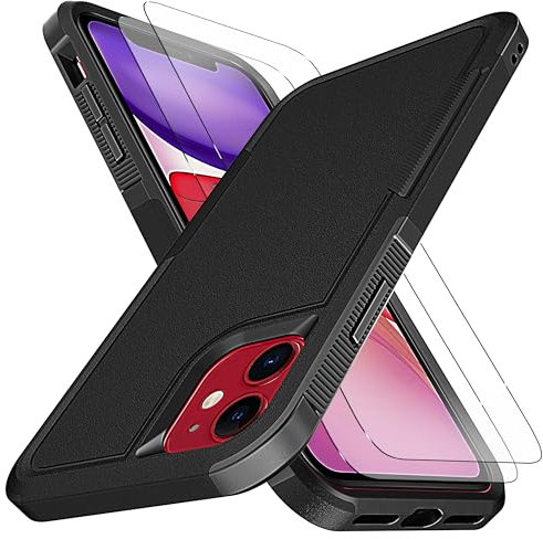 KaiMai for iPhone 11 Case, [10 FT Military Grade Drop Protection] [Non-Slip] [2 pcs TPE HD Screen Protector] Heavy Duty Full-Body Shockproof Case for iPhone 11 6.1“-Black