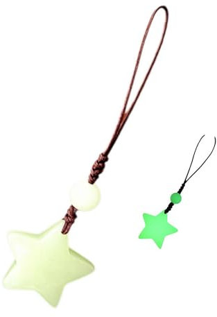 tkerinse Pendentif étoile phosphorescente pour téléphone, porte-clés étoile lumineuse, corde à suspendre, jolie sangle de téléphone, décoration de sac, 1 pièce