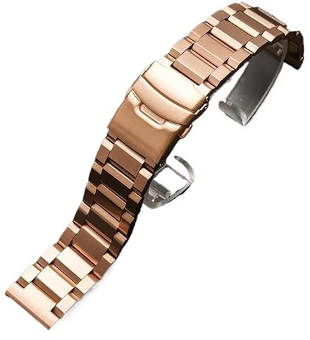 Bracelet de montre , Bracelets de montre, 18/19/20/21/22/23/24/25 mm Bracelet de montre en acier inoxydable solide Bracelet à boucle en métal Hommes Femmes Bracelet universel Accessoires(Rose gold,21m