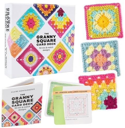 TenaLucy Granny Square Häkel-Karten,Granny Square Spanner Granny Square Card Deck The Granny Squares Card Deck Crochet Cards Granny-Square-Häkelkarte Granny Squares Häkel-Karten,50 mix & Match Designs