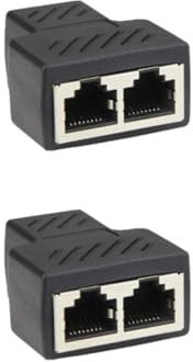 HOMSFOU 2St langlebiger Netzwerkanschluss Netzwerkadapter Stecker-Splitter Internet-Splitter einziehbares Ladekabel Kolben stoßverbinder nützlicher praktischer Stecker Black