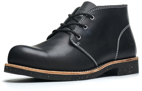 SL-Saint Handgefertigte Klassische Chukka-Stiefel Für Männer Mode Echtes Rindsleder Bequeme Schuhe 5‘’ Geschnürt (Schwarz Leder, Erwachsene, Herren, 44, Numerisch, EU Schuhgrößensystem, Breit)