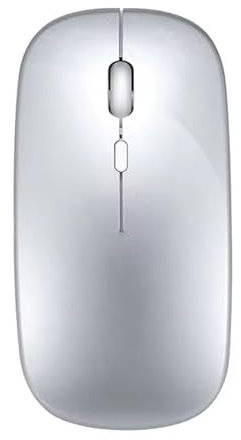 Wireless mouse, Dual Mode Bluetooth + 2.4G, Bluetooth Mouse for Laptop/iPad/iPhone/Mac(iOS13.1.2 and Later)/PC, Rechargeable silent Mini Wireless Mouse Compatible with Android/Windows/Linux, Silver