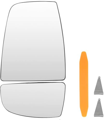 DXiongW Spiegelglas Ersatz Links Oben und Unten Seite für Ford Transit MK8 2014 2015 2016 2017 2018 2019 2020 Beheizbar Außenspiegel Glas Konvex mit Trägerplatte Umkehrlinse Rückfahrglas Autospiegel