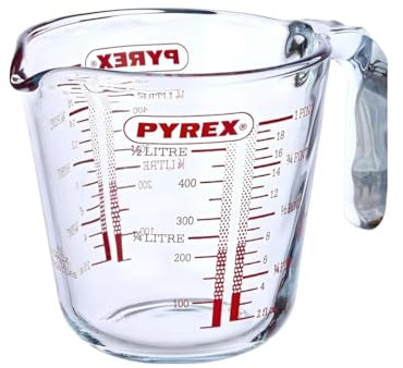ASA® Classic Measuring Jug 0.5L, Super Heat Resistant Oven & Microwave & Dishwasher Safe, Clear Glass Solutions Measuring Jug Kitchen, Stain Proof, Graduated Measure Lines