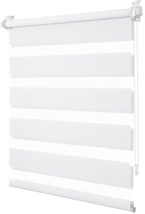 TFSKY Doppelrollo Klemmfix ohne Bohren Weiß B45 x H130 cm | Stoffbreite 40cm, 100% Polyester, Fenster Rollos für innen, Lichtregulierung & Sichtschutz, Höhe Stufenlos Verstellbar