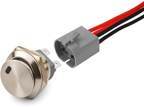 Guuzi Interruttore a Bilanciere Rotondo Impermeabile in Acciaio Inossidabile da 22mm con LED Rosso Illuminato Acceso/Spento Interruttore a Levetta Illuminato a 4 Pin 12-24V/15A
