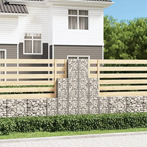 Sichtschutzzaun Zaun Sichtschutz,Gabionen-Set 6-tlg. Verzinkter Draht für Garten,Terrasse,Balkon