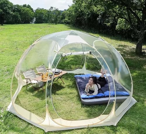 Dxysyldrun 360cm,Garden Transparent Tent, Portable Folding Pop-Up Dome Pavilion, 2-5 Person Camping Tent, Garden Dome Tent