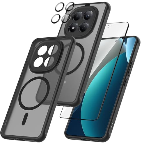 WQRTYJK 3 in 1 Coque pour Xiaomi Redmi Note 15 Pro Plus 5G avec 1 Verres Trempés und 1 Caméra Protecteur,Adapté aux Supports magnétiques，Dos Anti Rayures Antichoc Housse Fond Bumper Case - Noir