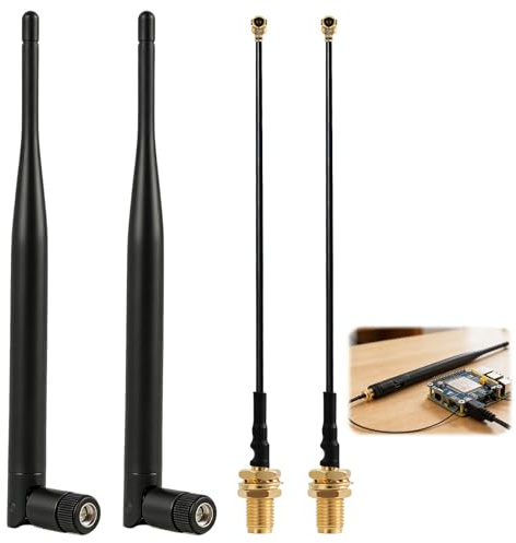 2 Stück 868 MHz LoRa Antenne 5dBi Verstärkung Omnidirektionaler SMA-Stecker mit SMA Buchse Antenna Adapter Cable, für Meshtastic ESP32 LoRa OLED Board mit 15cm IPEX Verlängerungskabel