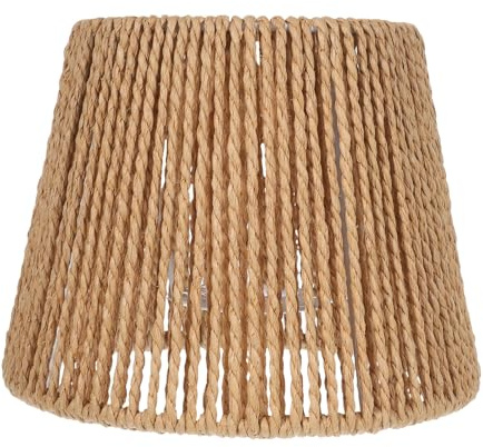 Abat-jour Suspendu Tissé en Corde de Papier, E27 E14, Marron | Plafonnier, Diamètre Trou 4cm ou 2,9cm, Structure Fer, Maison Bureau, Ambiance Chaude