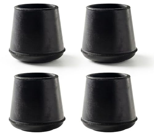 4 Pack Ironing Board Feet Caps, 25mm (1 Inch) Inner Diameter Round Rubber Leg Tip Protectors, Non-Slip Replacement Foot Caps for Ironing Board and Chair Legs, Black