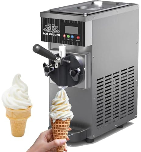UIBAO Gelatiera Professionale per Gelato Soft, Autorefrigerante, 4-5 kg/h, Tramoggia 3,5 L, Pannello LCD e Pulizia Automatica, Sorbettiera per Snack Bar e Ristoranti Grey