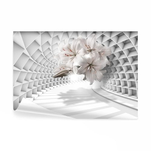 decomonkey Fototapete 3d Effekt Blumen, 350x256 cm, XL, Abstrakt Lilien | Tapete, Wandbild, Bild, Fototapeten, Tapeten, Wandtapete, Modern