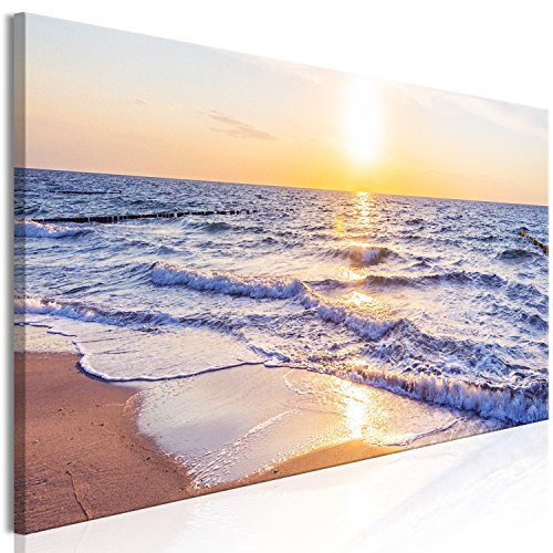 murando - Wandbilder XXL Meer Strand 120x40 cm 1 tlg - Wand Deko Vlies Leinwand Bilder Groß Wanddeko Wohnzimmer Schlafzimmer Kunstdrucke Panoramabild - Sonnenuntergang Landschaft