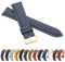 MARCHEL Glattleder LLB135 16 mm Blau-Weiß Gold Lederarmband Echtleder Uhrenarmband Rindsleder Feines Leder Uhr Band