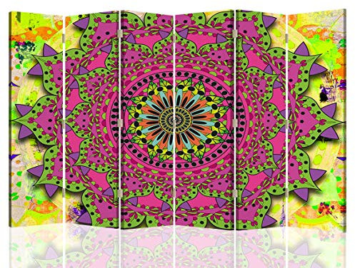 Raumteiler Trennwand Mandala Paravent beidseitig 6-teilig Spa Rosa 216x175 cm