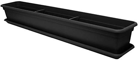 Floralo e. K. Balkonkasten mit Untersetzer, eckig, anthrazit-Breite 80 cm x Tiefe 17 cm x Höhe 14 cm - Balkonkasten, Pflanzkasten, Blumenkasten, Kasten, Pflanzen