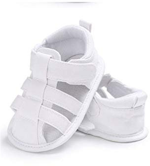 Geagodelia Sandalias Para Niños Bonitos Bebés Lona Suela Suave Zuecos Para Cuna Zapatillas Sandalias Huecas Para Bebés Pequeños Zapatos (Blanco, 0-6 meses)