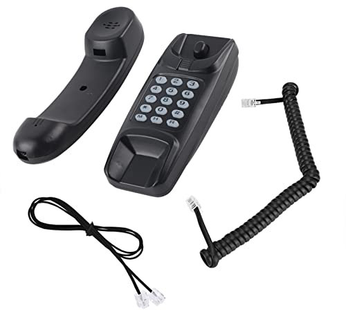 Téléphone, téléphone Fixe Mural avec Flash, Fonction de Rappel d'appel et de dernier numéro composé, Poste sans numéro d'identification de l'appelant pour l'hôtel et la Famille(Noir)