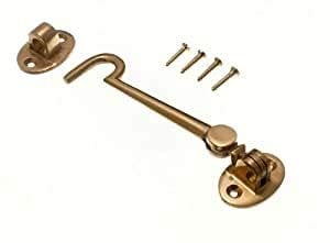 Golden Grace Cabin Hook & Eye Silent in Polished Brass, Door Gate French Window Closet Accessory - 100mm