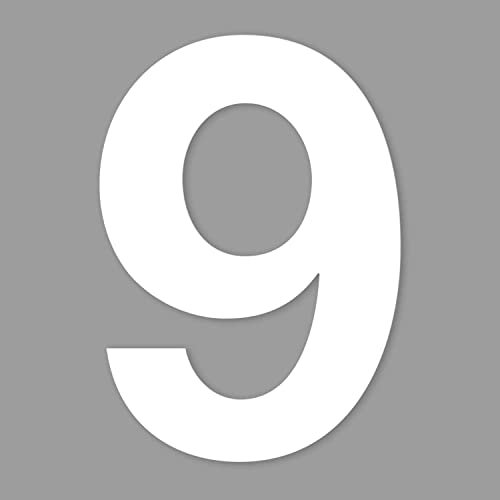 Zahlen-Aufkleber Nr. 9 in weiß I Höhe 10 cm I selbstklebende Haus-Nummer, Ziffer zum Aufkleben für Außen, Briefkasten, Tür I wetterfest I kfz6749