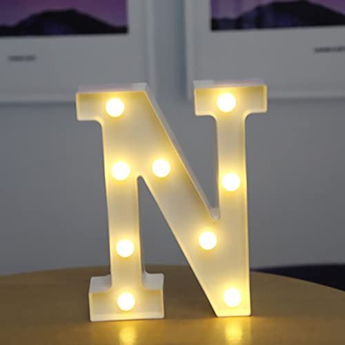 Tiardey Brief Lichter LED Symbol Form, Alphabet Kunststoff Festzelt Tischlampen, Leuchten Wörter, Geburtstag Hochzeit Party Everyday Home Wandbehang Dekor-N