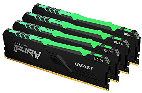 Kingston FURY Beast RGB 32GB (4x8GB) 3200MT/s DDR4 CL16 Mémoire Kit pour PC Kit de 4 KF432C16BBAK4/32
