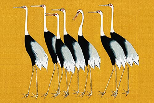 Close Up Sieben Kraniche Poster - 91,5 cm x 61 cm - Ogata Korin, japanischer Kunstdruck