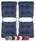 sunnypillow 4er Set Stuhlkissen mit Klettverschluss Maße: 40 (vorne) | 35 (hinten) x 40 x 8 cm Polsterauflage Auflage für Stühle/Bänke in Haus und Garten Sitzkissen Sitzauflage Gartenkissen Blau