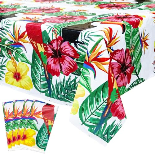 Hegbolke Lot de 4 nappes hawaïennes Luan – 220x130cm Nappes Tropicales réutilisables en Feuilles de Palmier, pour décorations de fête hawaïenne Luan, Fournitures d'anniversaire pour Enfants