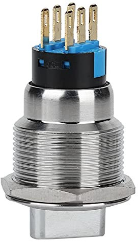 Druckschalter, 19mm Edelstahl Knopfschalter, 6 Polig und 3 Stufig Elektrischer Umschaltknopf Schalter, Nockenschalter Spannung Phasen IP67 Selektiver Wechselschalter Drehschalte Klingeldruckschalter