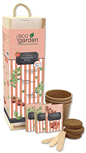 ecogarden Italienische Küche Bio Samen Anzuchtset Holzkiste 35,5x10x10cm