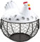 Toranysadecegumy Egg Basket,Eggs Holder Basket, Organizer Storage Wrought Wire Restaurant Storage Basket,Kitchen Hen Decor (White)