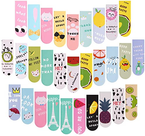 Vicloon Magnet Magnetische Lesezeichen, 30 Stücke Kinder Lesezeichen Magnetisch, Magnet Seiten Markierungen, Ermutigende Lesezeichen für Schüler Lehrer Schule Zuhause Büro(Karikatur)