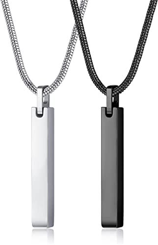 MILACOLATO Mens Necklaces Stainless Steel Bar Pendant Necklace for Men and Women Couples Necklaces 22 Inches Snake Chain Unisex