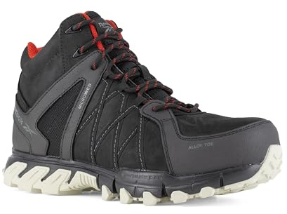 Reebok - Chaussures de sécurité Montantes Noire et Rouge en Cuir imperméable embout Aluminium Trail Grip S3 SRC 40 Noir/Rouge