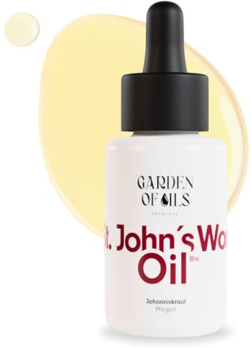 Johanniskrautöl BIO - Natürliches Rotöl Made in Germany - Zur Pflege von Narben, trockener Haut sowie Massage & Entspannung - Garden of Oils …