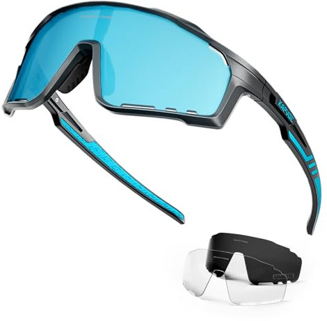 KAPVOE Polarisiert Fahrradbrille Herren Damen Rennrad Brille Sport Sonnenbrillen TR90 MTB Brille Radbrille Radsportbrille UV400 Schutz Sportbrille Radfahren MountainBike Laufen Volleyball Golf Blau