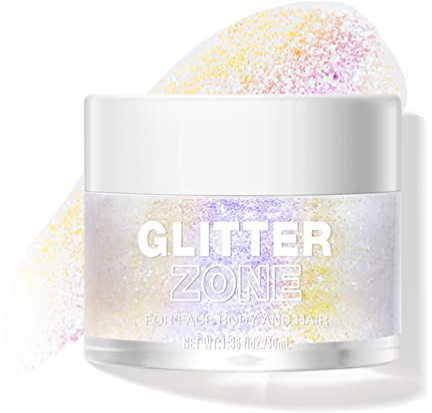 LANGMANNI Holographic Body Glitter Gel for Body, Face, Hair and Lip.Color Changing Glitter Gel Under Light. Vegan & Cruelty Free-1.35 oz (3# Neon Violet)