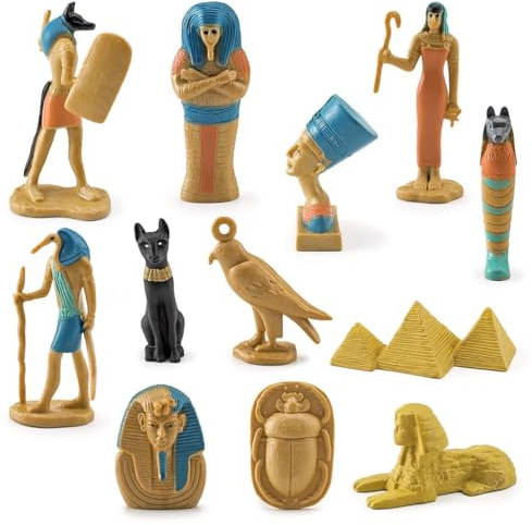 12-teiliges Altes Ägypten Mini-Modell, Historische Ägyptische Figuren-Set mit detailgetreuen Statuen für Kinderspielzeug