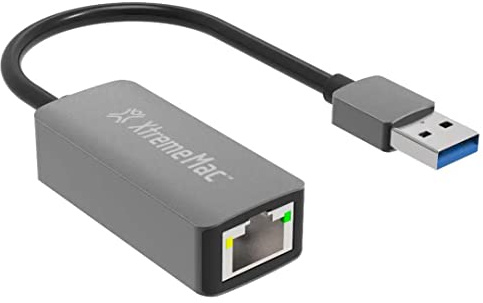 XtremeMac USB-A zu Ethernet LAN Adapter, RJ45, Plug & Play, Netzwerkadapter 10/100/1000 Mbit/s, kompatibel mit jedem USB-A Gerät, qualitatives Aluminiumgehäuse - Space Grey
